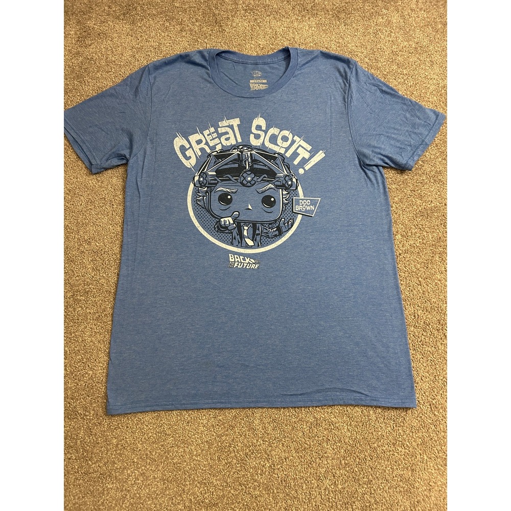 Funko Pop Tees Back to the Future Shirt Mens L Blue Excellent Doc Brown Graphic
